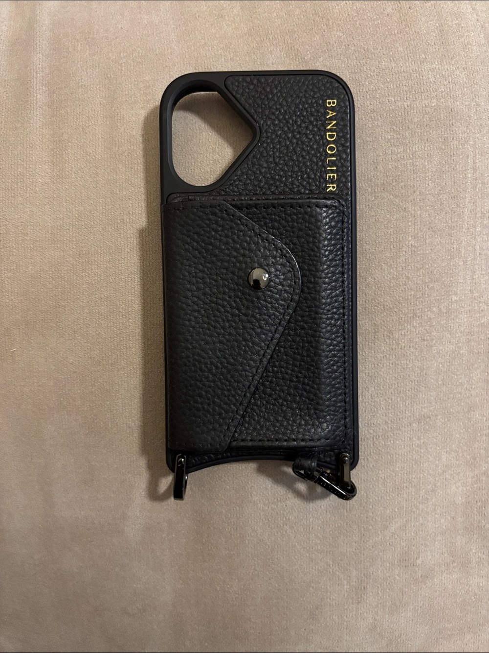 Bandolier Black Remi leather Phone Case with Magnetic Wallet iphone 16